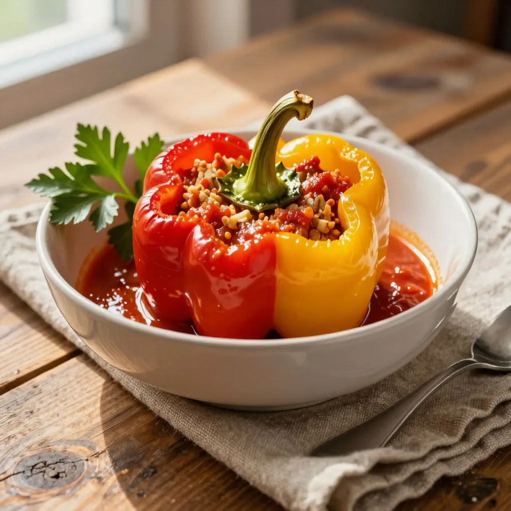 Подсела в Великий пост на фаршированный перец с рисом и овощами: нежные, сочные, в томатном соусе
