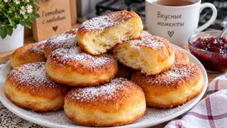 1 стакан кефира, 10 минут и целая гора вкуснятины готова - пышки без крошки муки