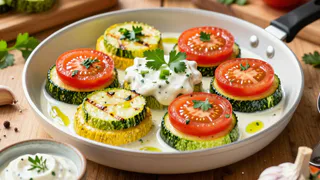 Кабачки с помидорами и чесночным соусом: летняя закуска, которую я подаю даже на праздничный стол